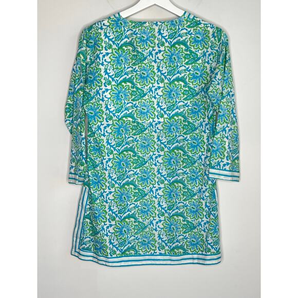 Gretchen Scott O'Keefe V-Neck Floral Printed Tunic Teal Green Women's Size XS - Picture 7 of 8